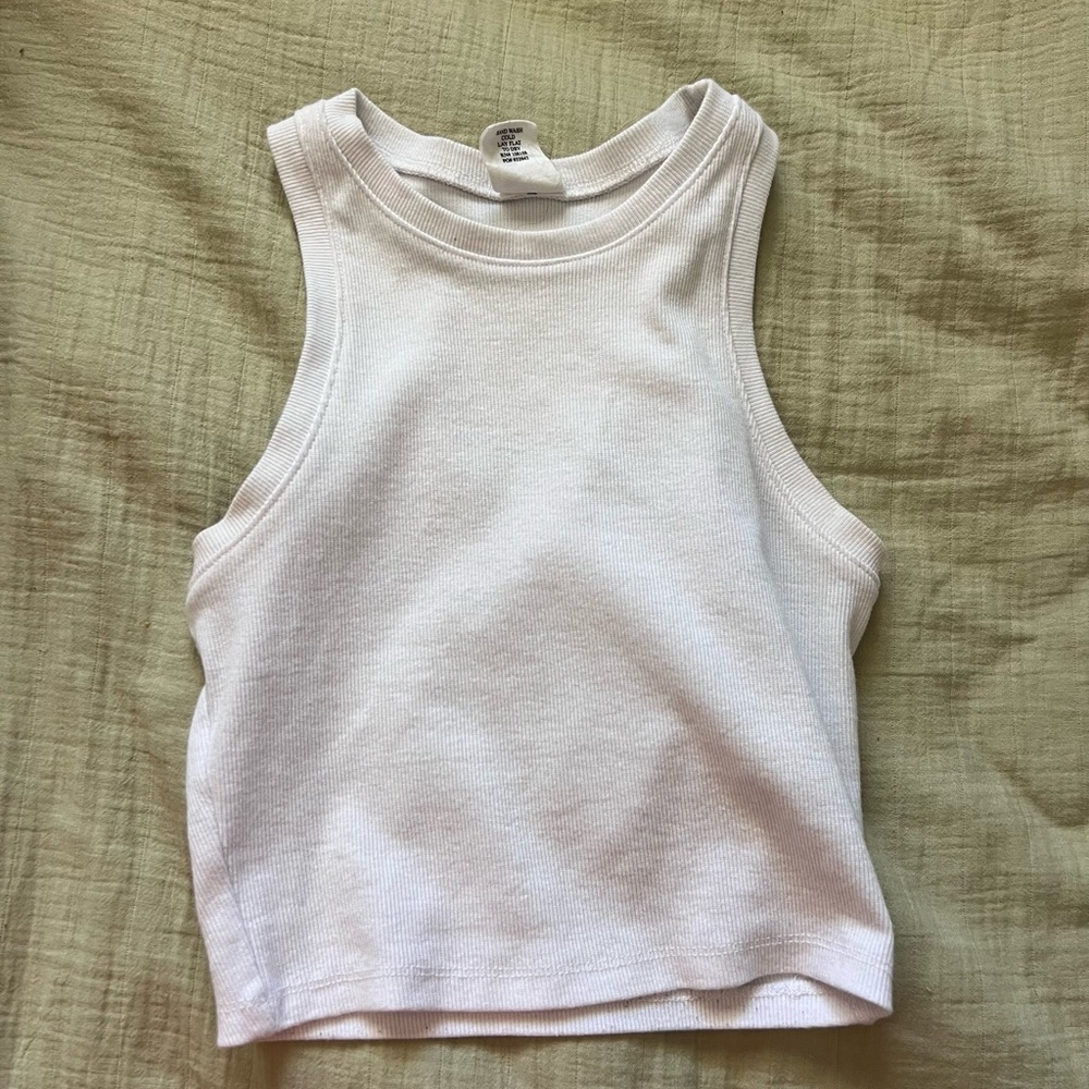 White Ribbed Tank Top
